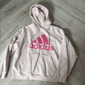 Adidas Light Pink Hoodie with Bold Logo
